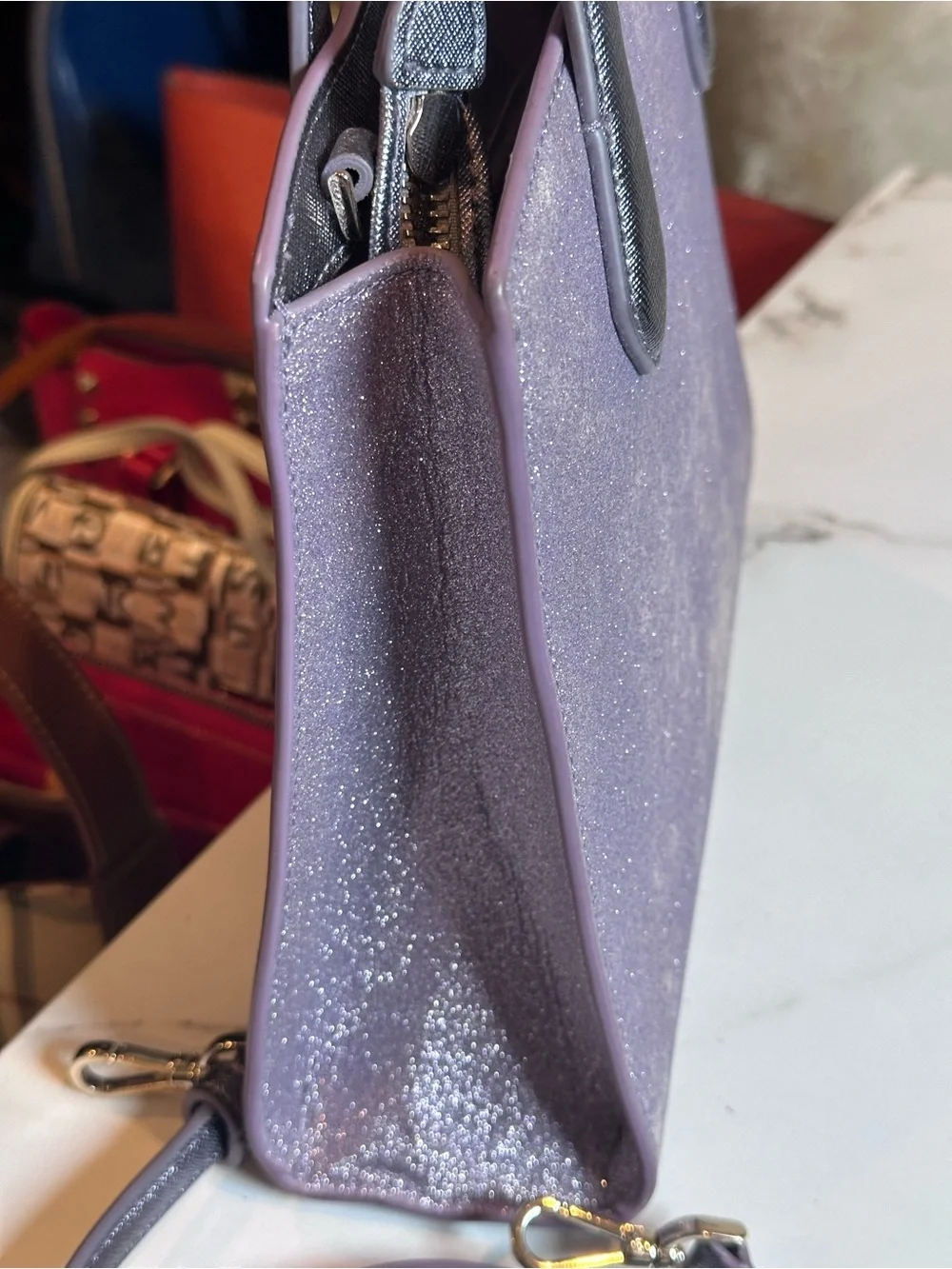 Kate Spade Purple Glitter Satchel Crossbody Bag
